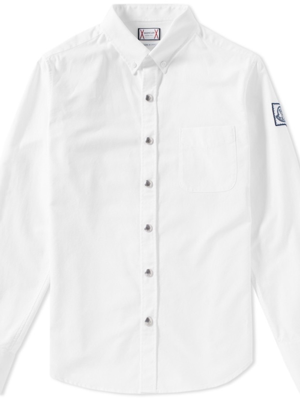 Moncler White Button-Down Oxford Shirt with Chest Pocket